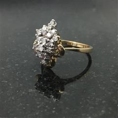 Lady's Diamond Cluster Ring 18 Diamonds .36 Carat T.W. 14K Yellow Gold 3.4dwt